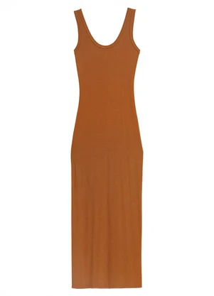 Enfim - Vestido Longo Justo Canelado Terracota - ENFIM