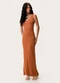 Enfim - Vestido Longo Justo Canelado Preto - variação: Terracota