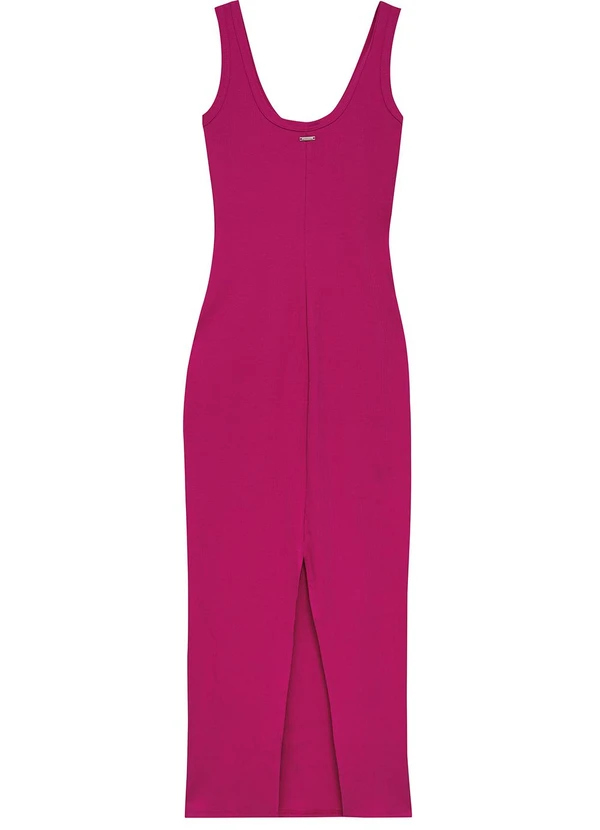 Enfim - Vestido Longo Justo com Fenda Fúcsia 2