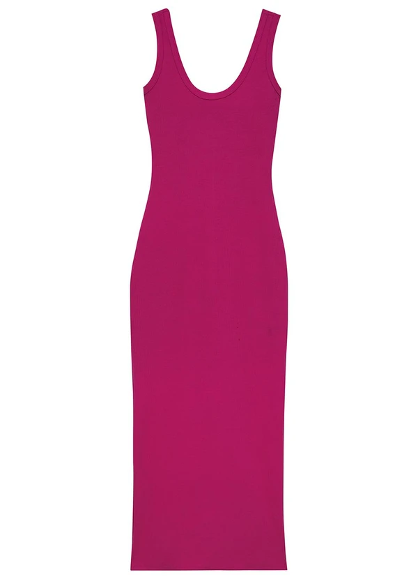 Enfim - Vestido Longo Justo com Fenda Fúcsia 3