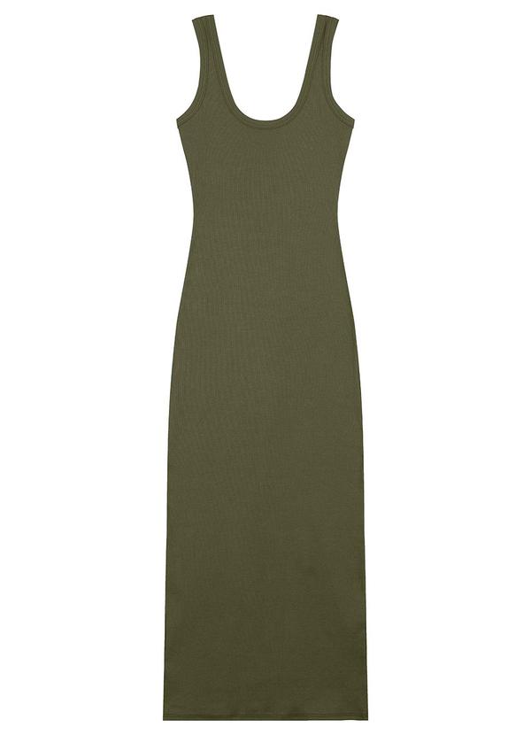 Enfim - Vestido Longo Justo em Ribana Verde Militar 2