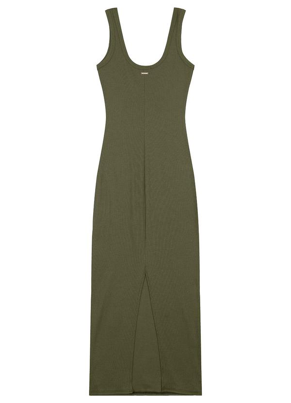 Enfim - Vestido Longo Justo em Ribana Verde Militar 3