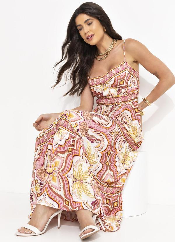 Farm - Vestido Longo Lenço Jóia Tropical Bege 3