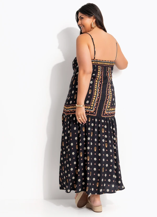 Farm - Vestido Longo Lenco Lili Preto 10