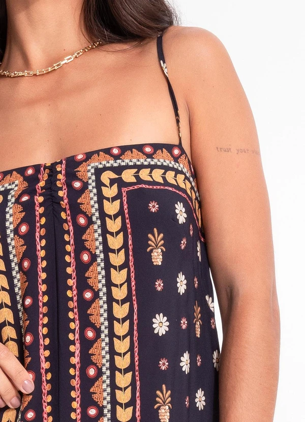 Farm - Vestido Longo Lenco Lili Preto 7