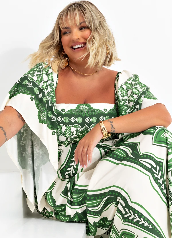 Farm - Vestido Longo Lenço Madri Verde 14