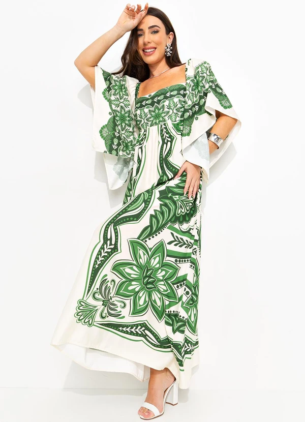 Farm - Vestido Longo Lenço Madri Verde 3