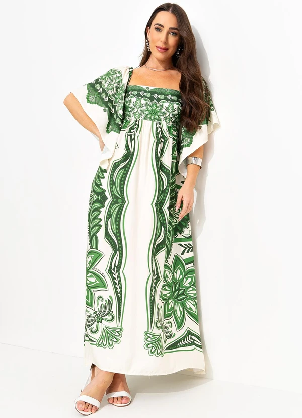 Farm - Vestido Longo Lenço Madri Verde 4