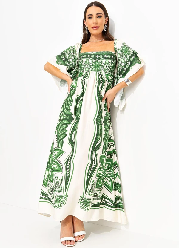 Farm - Vestido Longo Lenço Madri Verde 6