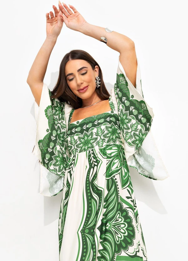 Farm - Vestido Longo Lenço Madri Verde 7