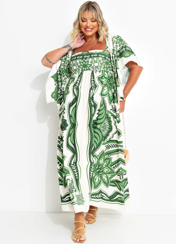 Farm - Vestido Longo Lenço Madri Verde 9