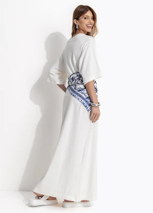 Farm - Vestido Longo Lenço Maravilha Off White - FARM