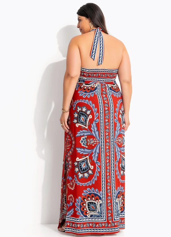 Farm - Vestido Longo Lenço Nautico Vermelho 7