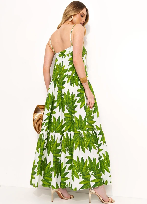 Farm - Vestido Longo Leque de Palmeira Verde 2
