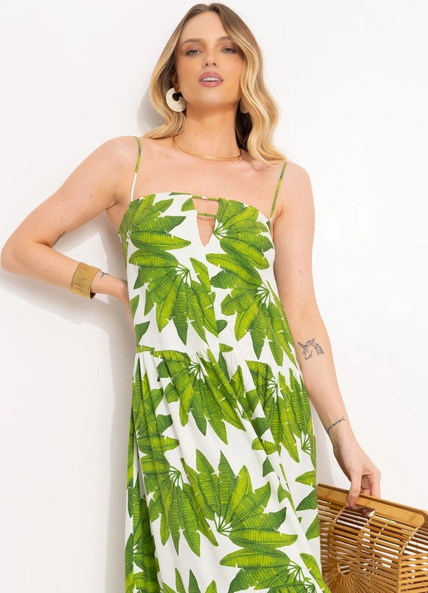 Farm - Vestido Longo Leque de Palmeira Verde 4
