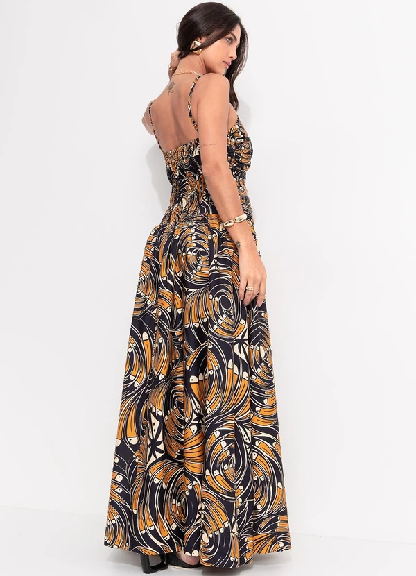 Farm - Vestido Longo Leque de Tucano Preto 2