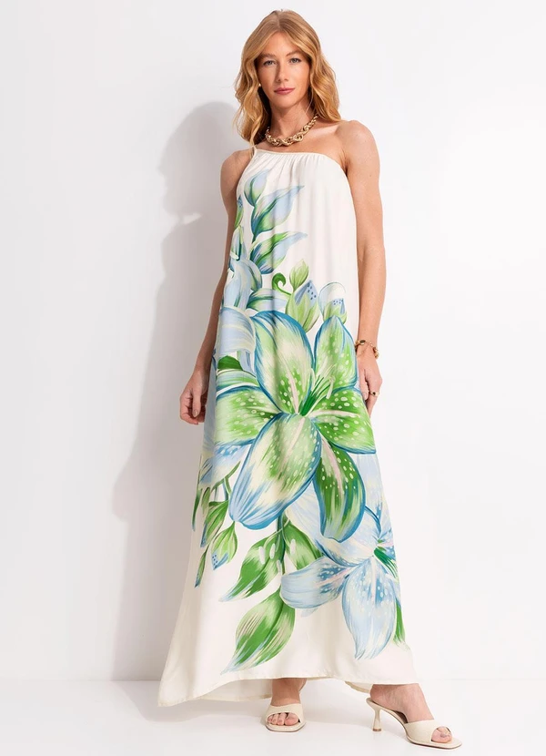 Farm - Vestido Longo Lírio Tropical Bege
