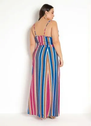 Moda Pop - Vestido Longo Listrado com Alças Finas - MODA POP