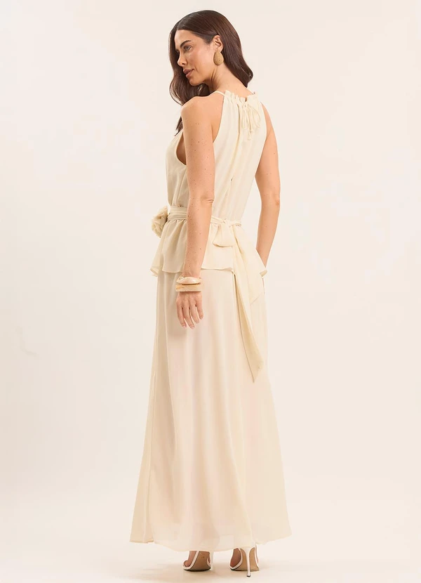 Doce Trama - Vestido Longo Lusitana com Babado Branco 2