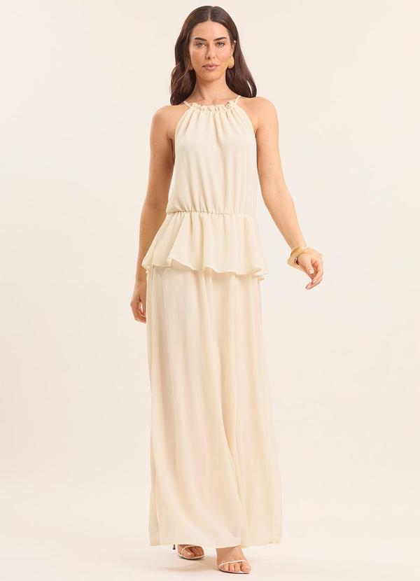 Doce Trama - Vestido Longo Lusitana com Babado Branco 3