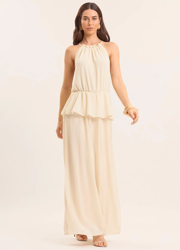 Doce Trama - Vestido Longo Lusitana com Babado Branco 3