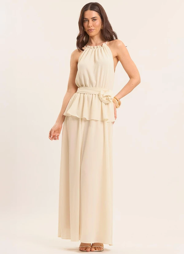 Doce Trama - Vestido Longo Lusitana com Babado Branco 4