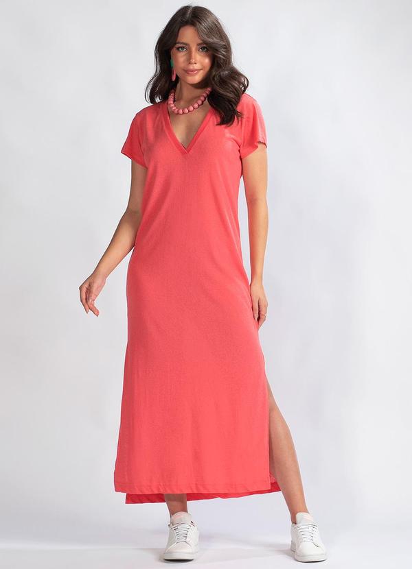 Animale Jeans - Vestido Longo Malha com Fenda Rosa