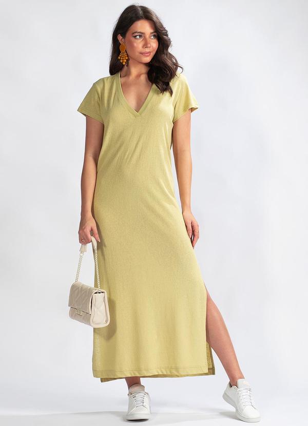 Animale Jeans - Vestido Longo Malha com Fenda Verde