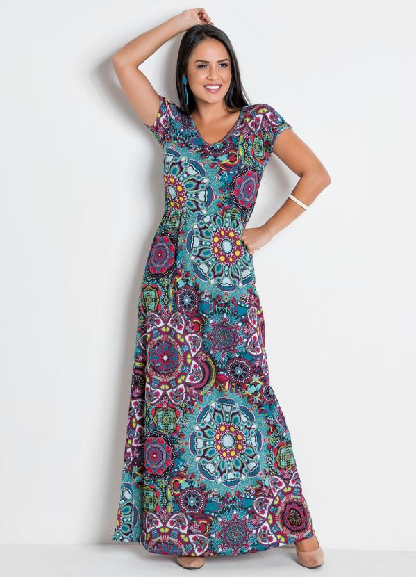 Outlet - Vestido Longo Mandala com Decote em V