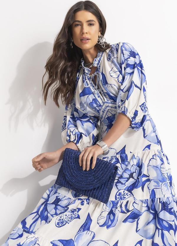 Farm - Vestido Longo Manga Chita Porcelana Off White 4