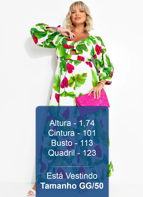 Farm - Vestido Longo Manga Folha de Antúrio Verde 14