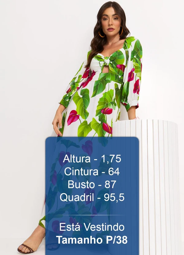 Farm - Vestido Longo Manga Folha de Antúrio Verde 6