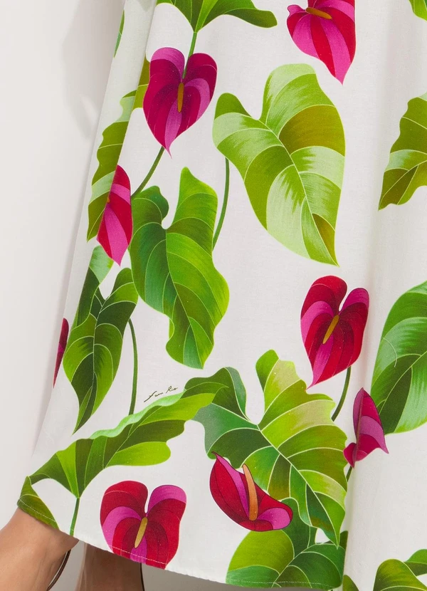 Farm - Vestido Longo Manga Folha de Antúrio Verde 9