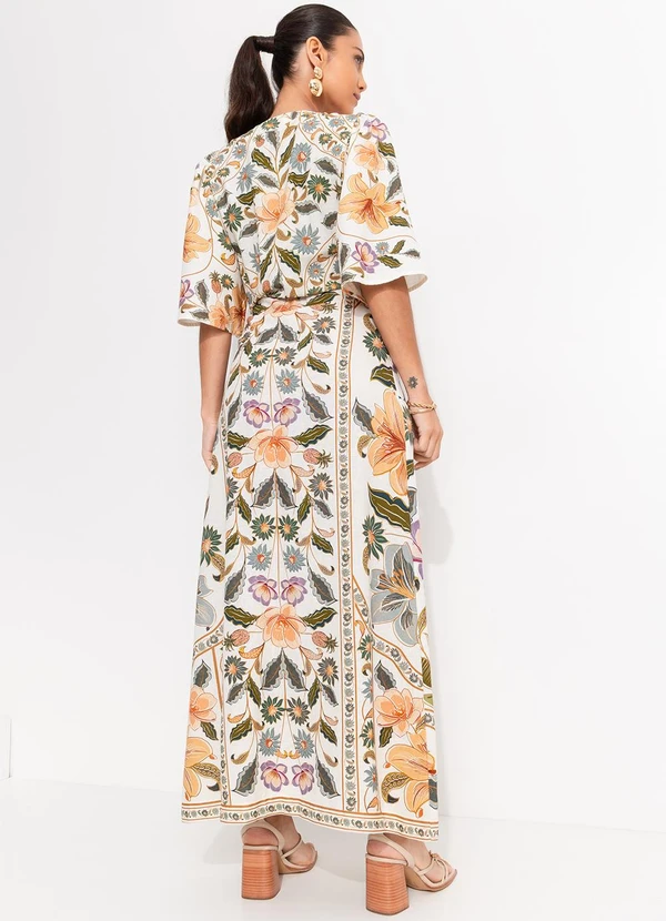 Farm - Vestido Longo Manga Marcelle Bege 2