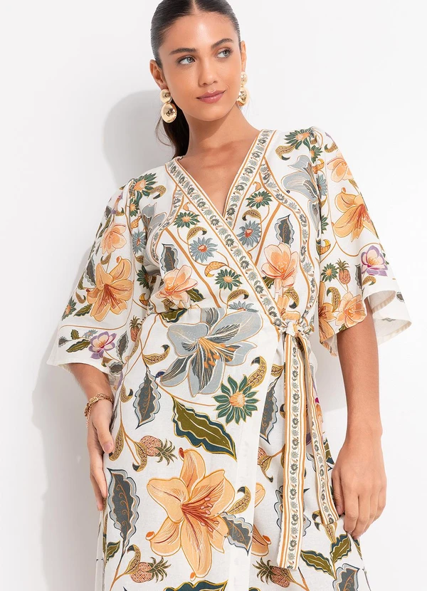 Farm - Vestido Longo Manga Marcelle Bege 6