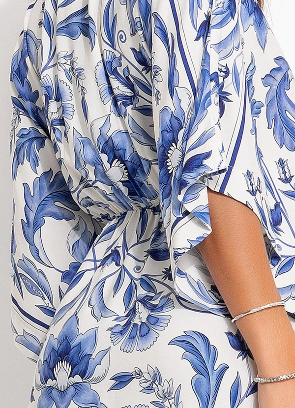 Farm - Vestido Longo Manga Natalia Azul 4