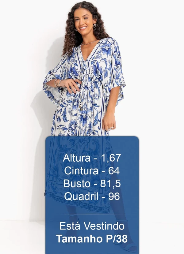 Farm - Vestido Longo Manga Natalia Azul 5