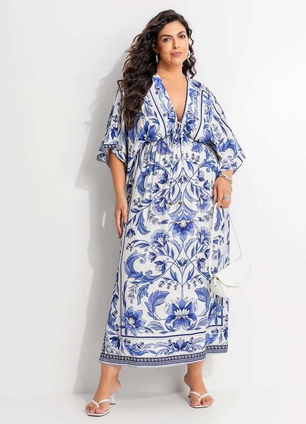 Farm - Vestido Longo Manga Natalia Azul 8