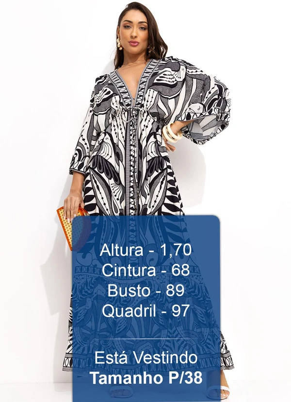 Farm - Vestido Longo Manga Rendeira Preto 5