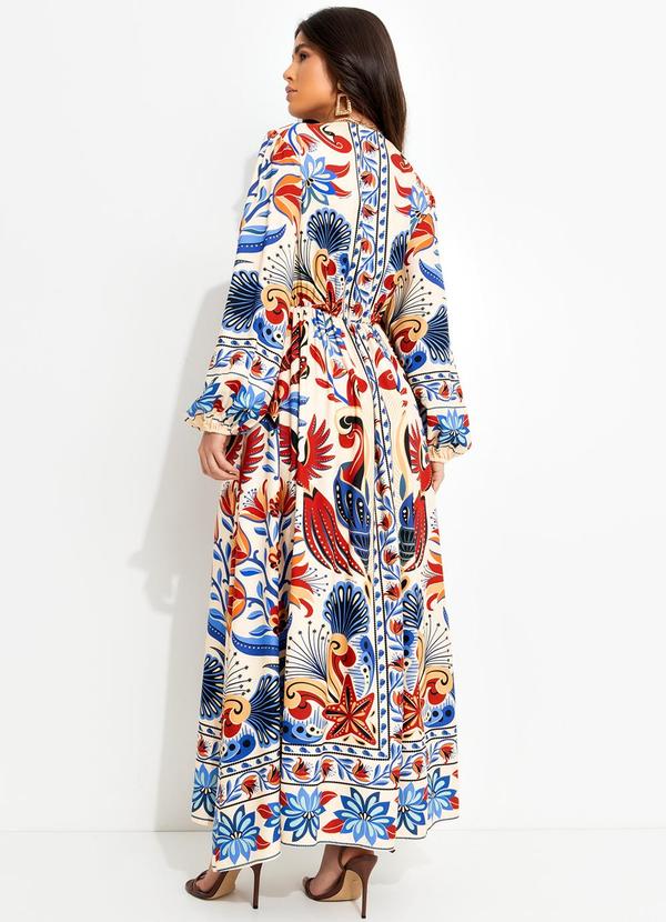 Farm - Vestido Longo Manga Sonho de Mar Bege 5