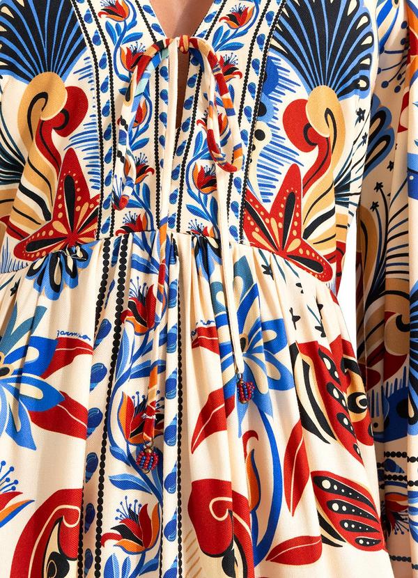 Farm - Vestido Longo Manga Sonho de Mar Bege 7