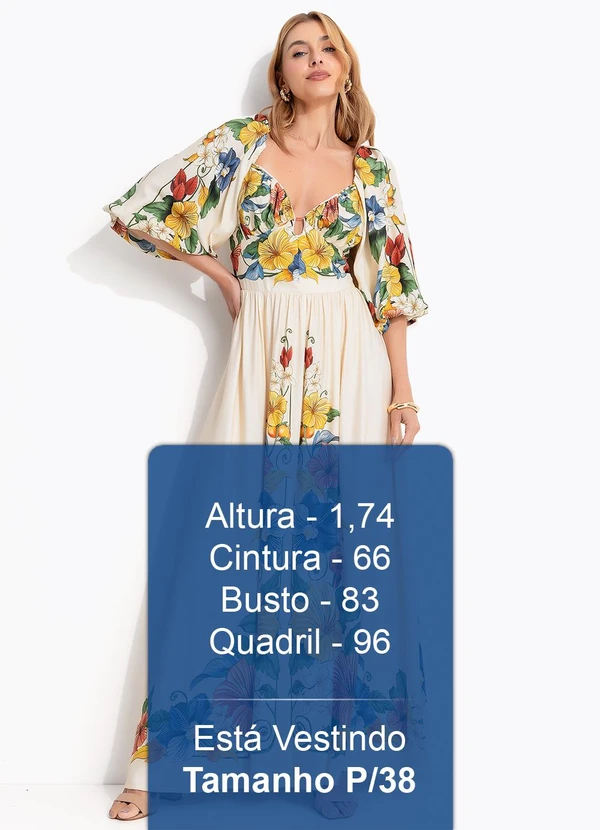 Farm - Vestido Longo Manga Trolocalzinho Lenço Bege 6