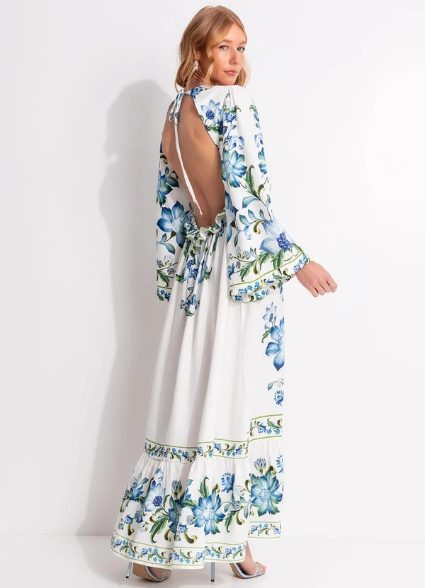 Farm - Vestido Longo Mangas Laura Off White 2