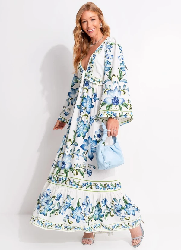 Farm - Vestido Longo Mangas Laura Off White 3