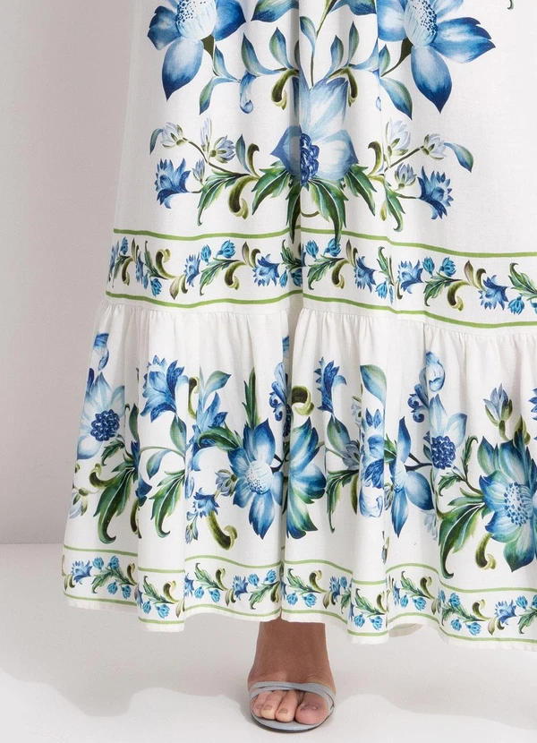 Farm - Vestido Longo Mangas Laura Off White 7