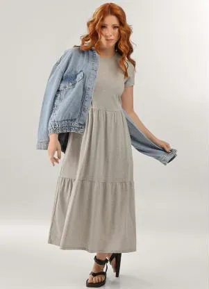 Just Basic - Vestido Longo Marias Cinza - JUST BASIC