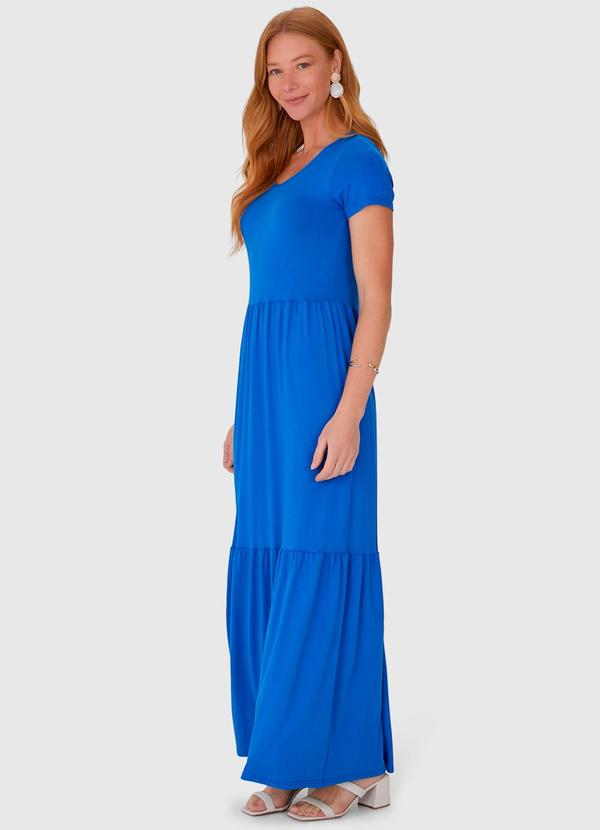 Malwee - Vestido Longo Marias em Viscose Stretch Azul 3