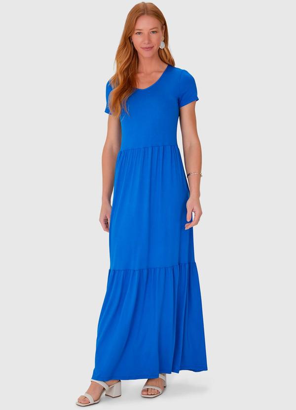 Malwee - Vestido Longo Marias em Viscose Stretch Azul 4