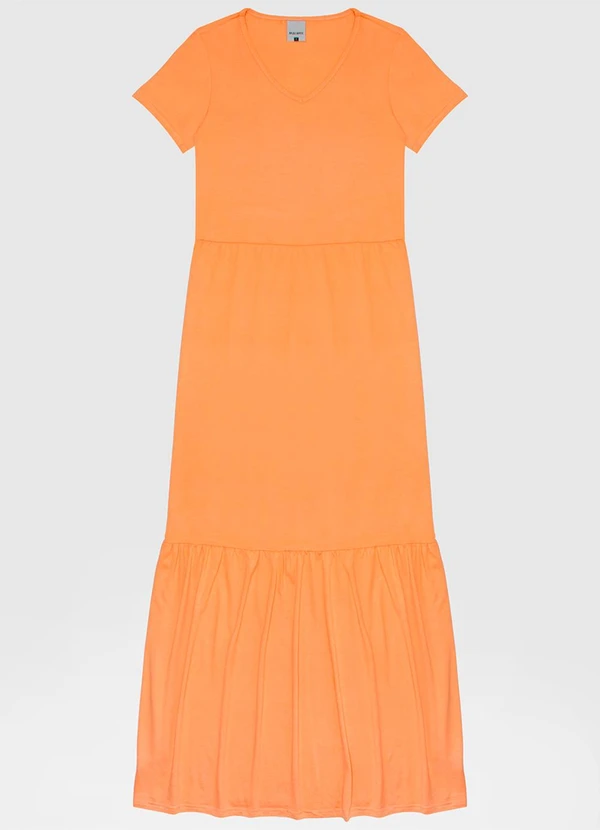 Malwee - Vestido Longo Marias em Viscose Stretch Laranja 6