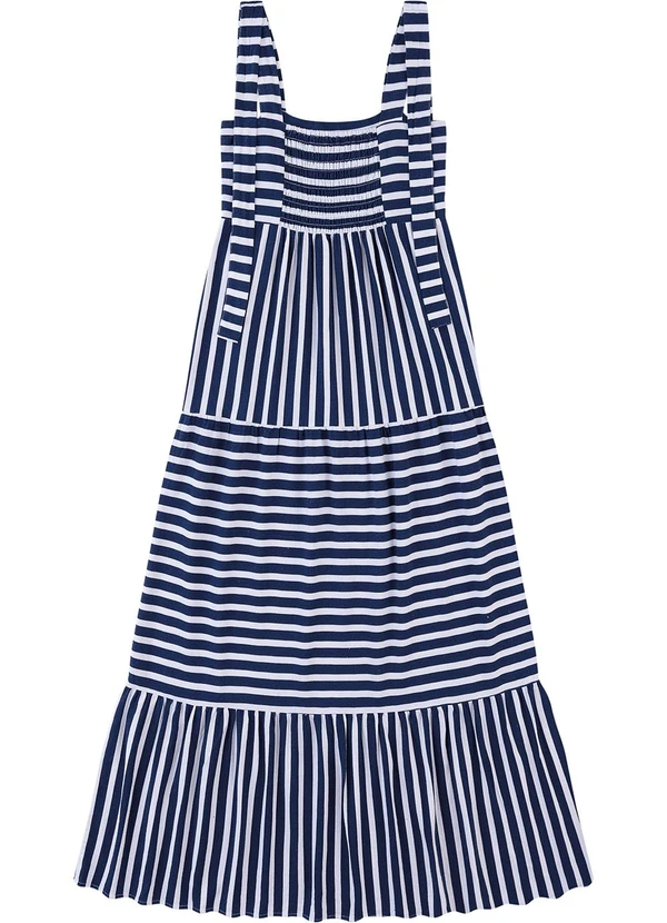Malwee - Vestido Longo Marias Navy Azul Marinho 3